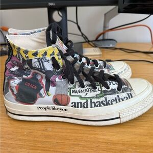 Converse High Top Sneakers White Black Multicolor Graphic